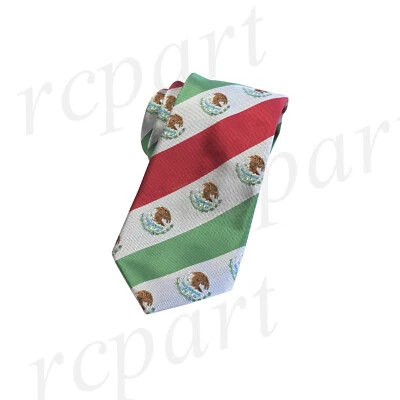 New Polyester Men's Neck Tie only novelty mexico flag green silver red occasion - Image 1 of 2