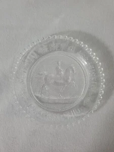 Vintage Pairpoint Clear Heisey Museum Glass - Embossed Horse & Rider - FREE SHIP - Picture 1 of 3