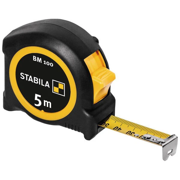 Stabila 19566 BM 100 Tape Measure 5m, ABS, Compact, Soft-Grip, Precise Scale - Image 1 of 4