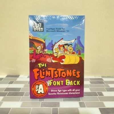 1992 The Flintstones Font Pack MS-DOS /Windows 3.1 Computer Hanna-Barbera Sealed - Image 1 of 4