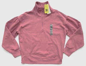 ALL IN MOTION Mauve Rose Red 1/4 Zip Pullover Sweatshirt Womens M *NEW* - Picture 1 of 4