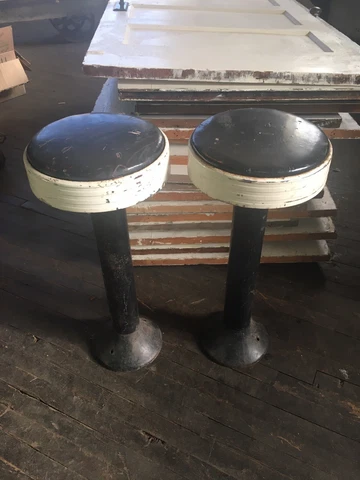 2 Vintage 1950's Retro 25" Chrome Diner Bar Soda fountain Parlor Swivel Stools Cover