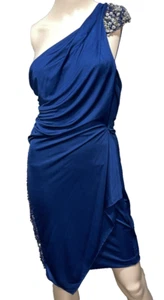 Roberto Cavalli Vintage Navy Blue Beaded Cutout Cocktail Dress US 0 2 / IT 38 - Picture 1 of 11