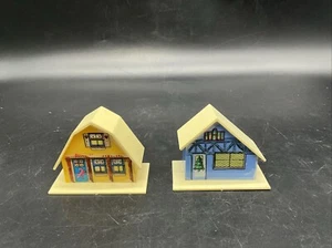 2 Vtg. Retro Christmas Alpine Village Light Covers Houses Plastic - Picture 1 of 8