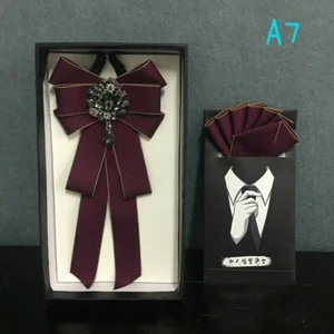 Men Crystal Satin Bowknot Bow Tie Formal Wedding Neckties Pocket Square Classic - Picture 1 of 35