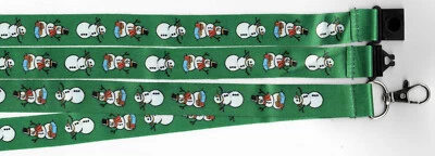 POSITIVID 1 x JOLLY SNOWMEN Green Christmas Festive Printed Breakaway Lanyard: FREE UK P&P