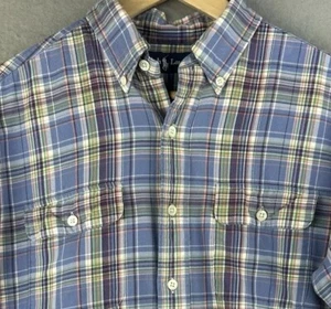 Camisa Ralph Lauren Para Hombre Talla Med Diseñador Azul A Cuadros Manga Larga Botón Preppy - Imagen 1 de 11