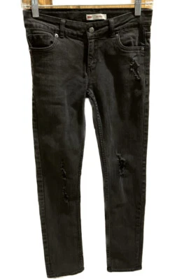 Levi's джинсы бойфренд черный разорванный джинсы эластичной молодежи размер 12 обычный - Изображение 1 из 4