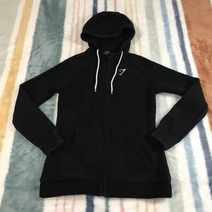 Gymshark Hoodie Damen XS schwarz Full Zip Jacke Pullover Training Gym schwarz weiß - Bild 1 von 14