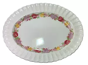 Vintage Copeland Spode Rose Briar Basket Weave Large Platter 17" - Picture 1 of 16