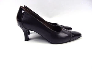 Orlando Black Leather Court Shoes | Size UK 4 - Picture 1 of 9