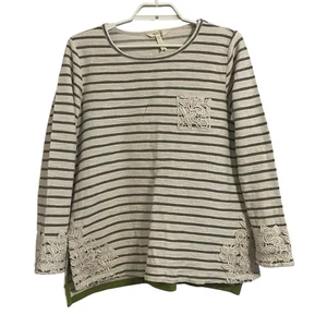 Matilda Jane Cotton Striped Lace Detail Scoop Neck Sweater - Picture 1 of 6