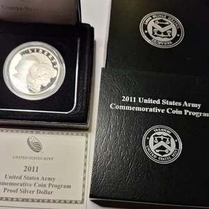 US Mint 2011 US Army Commemorative Siver Dollar AND Clad Half Dollar, Proof, OGP - Picture 1 of 4
