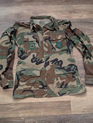 US Air Force Combat Woodland Camo Field Jacket Medium X Long  Hot Weather Coat - Image 1 of 4
