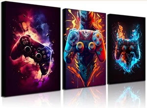 3pcs Framed Gamepad Canvas Wall Art Video Games Posters Prints Children'S Gam... - Picture 1 of 8
