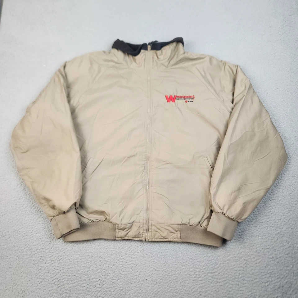 Vintage Chrystler Dodge Ram Jeep Port Authority Jacket Men's Size 2XL Tan/Black - Image 1 of 4