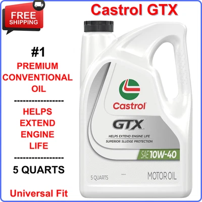 Castrol GTX 10W-40 Conventional Motor Oil, 5 Quarts, 1 Pack Base Oils Anti-Wear - Image 1 of 4