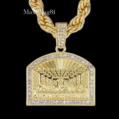 Colgante Jeus Última Cena Circonita cúbica y collar religioso cadena cuerda cuerda 8 mm 24" grueso (8076) Foto 1 de 4