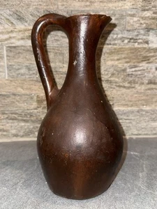 Vintage Terracotta Pottery 10” Water Pitcher Vase Bottle Brown w/Handle - Picture 1 of 11