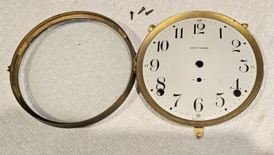 Vintage Seth Thomas Mantle Clock Face with Convex Glass - Image 1 of 4