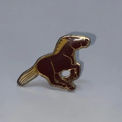 Running Horse Pin Lapel Hat Brown Enamel Stallion Cowboy Equestrian Gallop Sport - Image 1 of 4