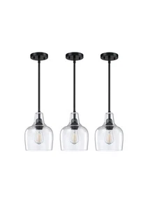 3 Pack 1 Light Hanging Indoor Kitchen Island Pendant Light 6.3" Black - Picture 1 of 5