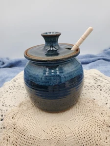 2010 signierter Funkware Keramik Honigtopf mit Honiglöffel - Bild 1 von 9