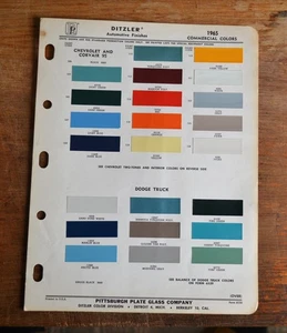 Vintage 1965 Ditzler Auto Color Lack Chip Commercial Chevy Corvair 95 Dodge 6538 - Bild 1 von 1