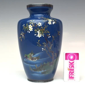 Meiji period Fine Silver Wire Cloisonné Cherry Blossom Vase H18cm Authentic F/S - Picture 1 of 10