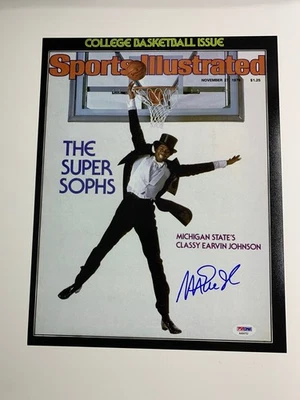Magic Johnson signed 11x14 Sport Illustrated cover autographed photo MSU PSA - Image 1 of 3