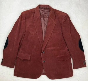 Blazer SHEPLERS Western Yoke velluto a coste uomo 50R marrone cappotto sportivo toppe gomiti - Foto 1 di 24