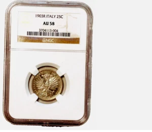 Italy 1903 R 25 CENTESIMI Vittorio Emanuele III NGC AU58 - Picture 1 of 4