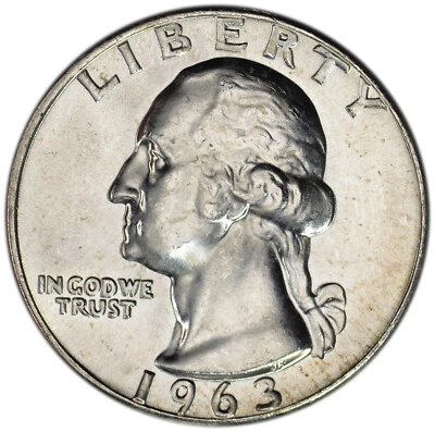 1963 25C BU Silver Washington Quarter Type B Reverse FS - 901 - Image 1 of 3