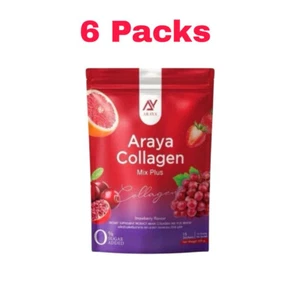 6x ARAYA Collagen Mix Plus Pulver Erdbeere Aufhellung Haut Nahrungsergänzung - Bild 1 von 7