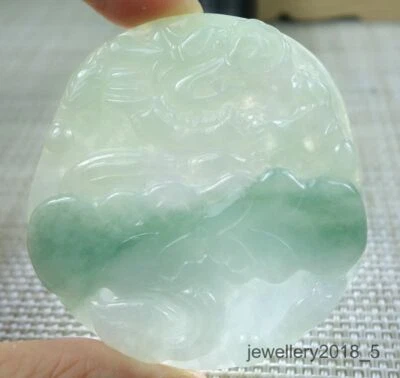 Certified Light green+Light purple 100% Natural A jadeite jade Pendant~Dragon 龙 - Image 1 of 4