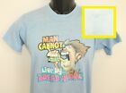 Beer drinker Man cannot live on bread alone vtg iron-on tee S/M light blue