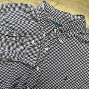 Polo Ralph Lauren L/S Shirt Men's 2XL Purple Checkered Classic Fit OCBD Preppy - Picture 1 of 7