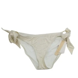 Gibson Latimer Bikini Bottom Cream Gold Tie Side Metal Hardware Womens Size M - Picture 1 of 5