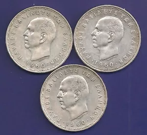 GRIECHENLAND 20 Drachme 1960 Silber drei Münzen SEHR GUTER PREIS UND ZUSTAND!!!!! - Bild 1 von 2