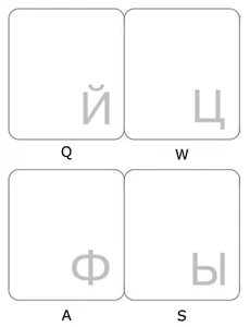 RUSSISCHE TASTATUR AUFKLEBER ETIKETT TRANSPARENT WEISSE BUCHSTABEN ONLINE-WILLKOMMEN - Bild 1 von 5