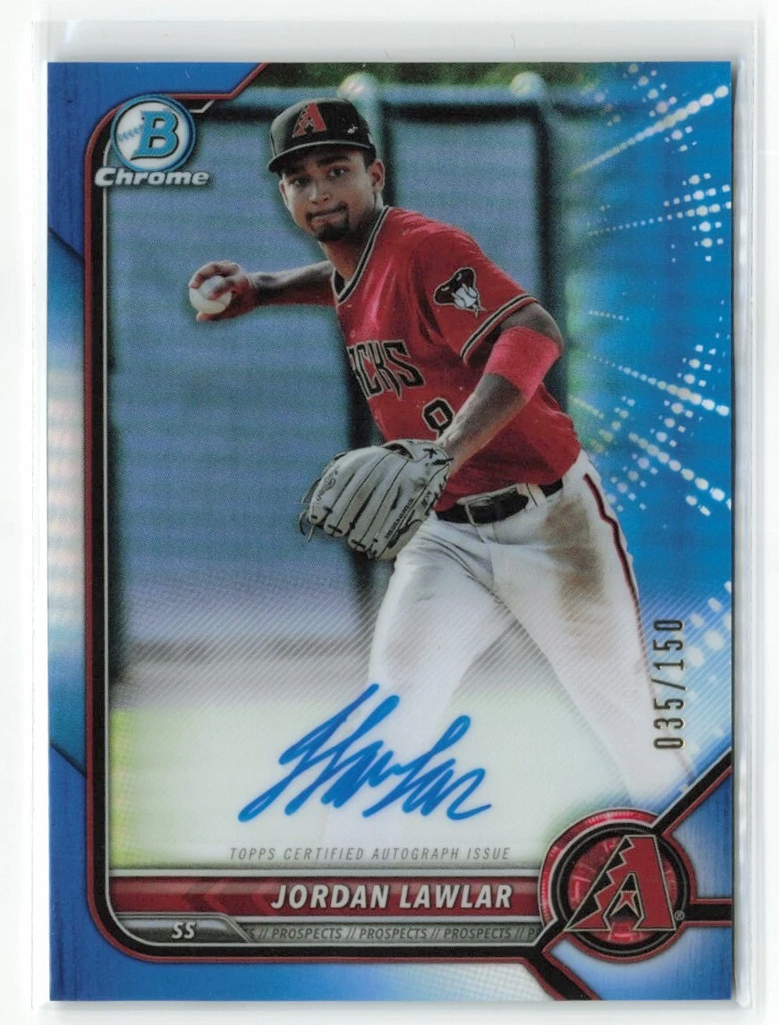 2022 Bowman Chrome Jordan Lawlar #CPA-JLR Blue Refractor Auto /150 Diamondbacks