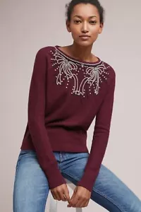 Nuevo con etiquetas Suéter Pullover Anthropologie Perlado Lazo Perlado por Field Flower XL NUEVO - Imagen 1 de 1