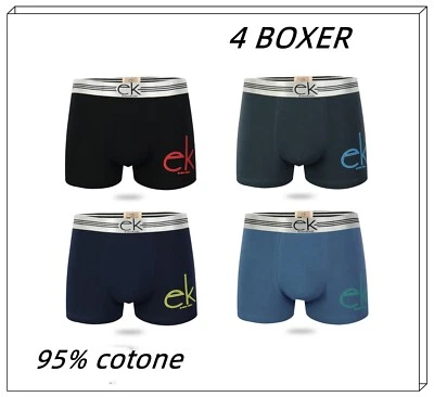 Stock 4 BOXER uomo pack mutande in cotone elasticizzato multicolori fantasia - Immagine 1 di 2