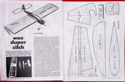 WEE DUPER ZILCH PLAN + PARTS PATTERNS to Build Old Time UC Stunt Model Airplane  - Image 1 of 4