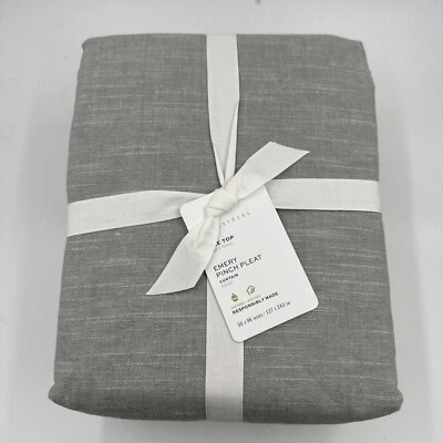 Pottery Barn 50 x 96 Emery Pinch Pleat Cotton Lined Curtain, Mineral Blue - Image 1 of 4