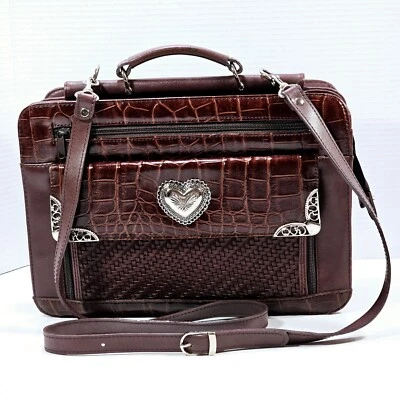 Vintage Faux Red Alligator Skin Purse 12" x 10" x 6" Silver Accents Crossbody - Image 1 of 4