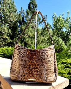 BRAHMIN NOELLE Teak Melbourne Kroko-Prägung Leder Schulter Handtasche Handtasche HOBO - Bild 1 von 22