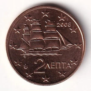 2 Cent Münze Griechenland 2008 - "Korvette aus d. Zeit d. Unabhängigkeitkrieges" - Picture 1 of 2