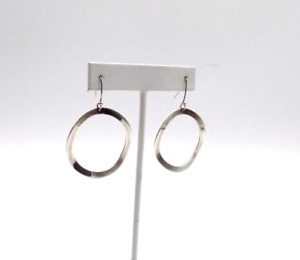 Vintage Ippolita Earrings Wavy 925 Sterling Silver Hook Hoop Dangle Open Circle