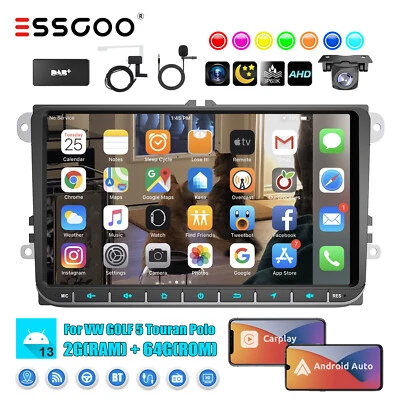 Für VW Golf 5 Touran Tiguan Caddy DAB+ Android 13 Carplay Autoradio 64G GPS Kam - Bild 1 von 4